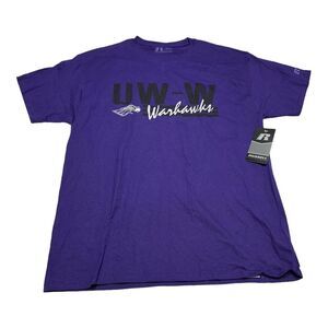 NWT Men's UW Wisconsin Whitewater Warhawks Purple T-Shirt‎ Russell Sz L 42-44